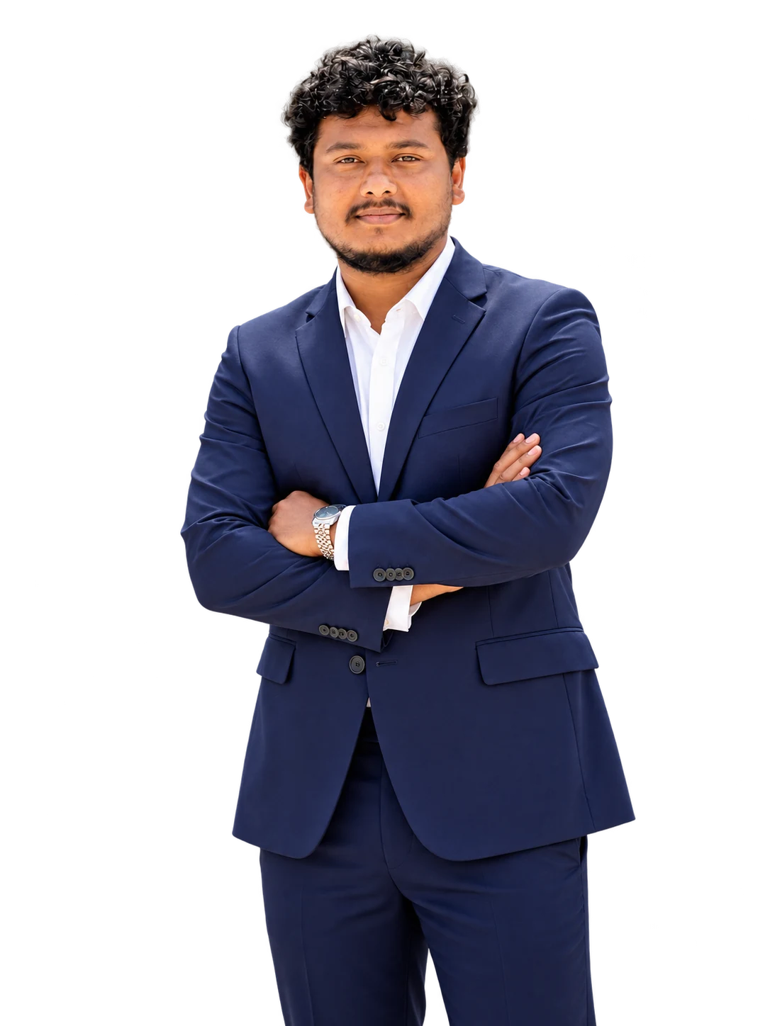 Sarim Noor in a navy blue suit, official portrait