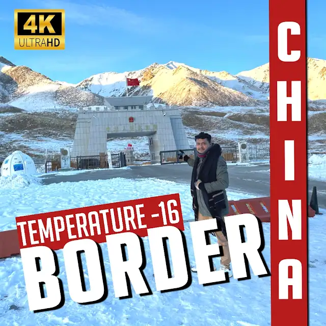 Snowy mountain travel at a border crossing